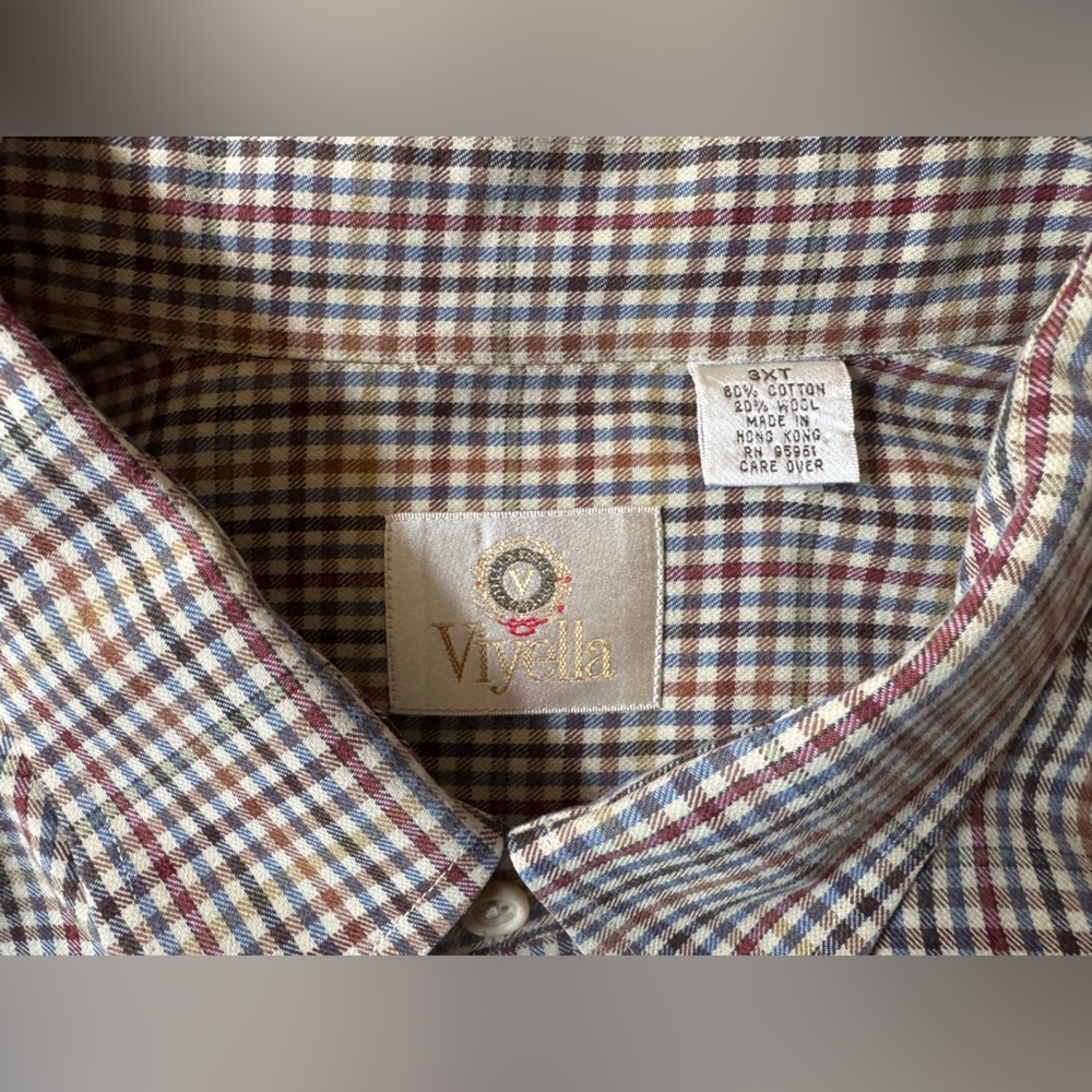 Viyella Men’s Oxford Long Sleeve Plaid Shirt Size 3XT - Picture 6 of 6